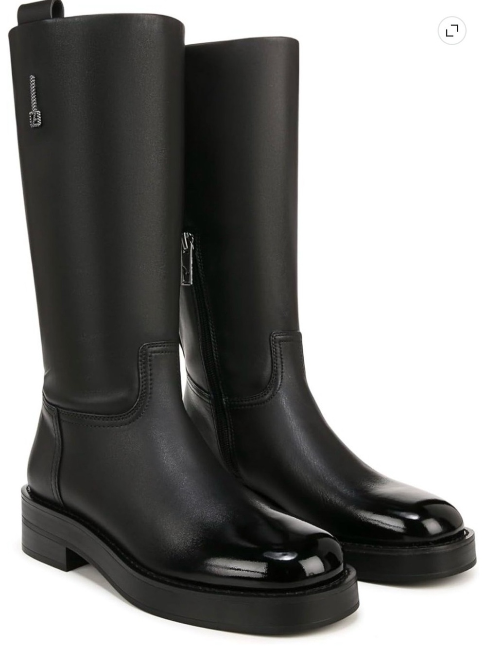 Franco sarto Black Tall Leather Block-Heel Boots